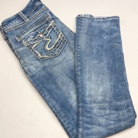 VINTAGE SILVER AIKO LOW STRAIGHT JEANS 30x34 🦋 - Picture 3 of 11